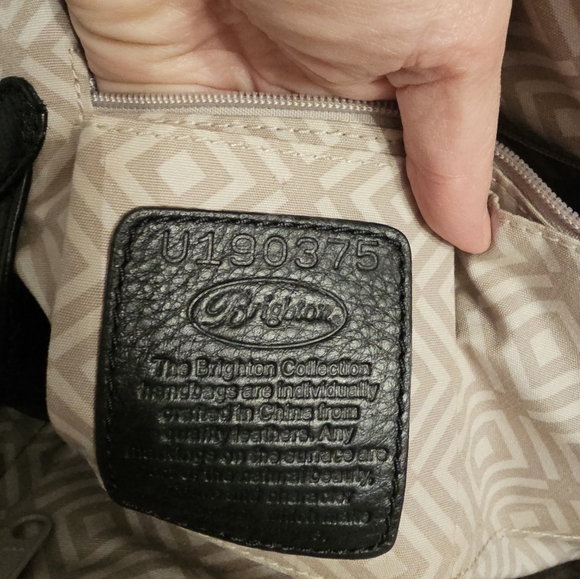 Brighton Czarina Hand Beaded Large Black Leather Bag - Picture 12 of 13